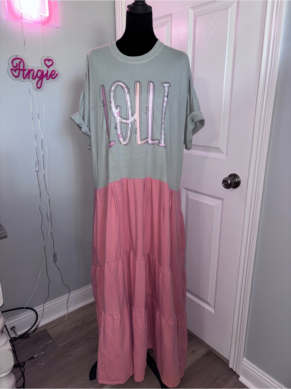 Adorable upcycled LOLLI graphic One-of-a-kind maxi dress size 1X So Cute!